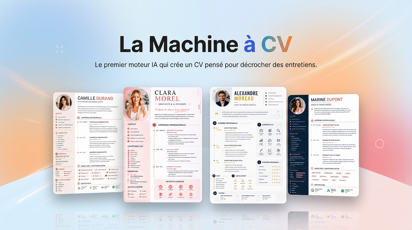 La Machine à CV — aperçu de plusieurs modèles de CV professionnels